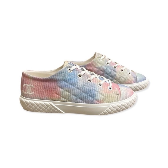 Authentic CHANEL Tie Dye Printed Canvas Multicolor Sneakers NWT - Picture 8 of 8